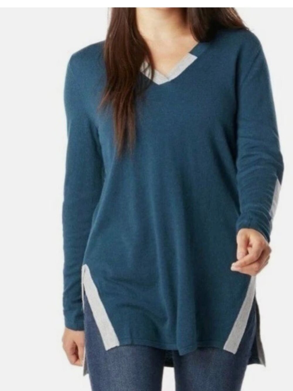SMARTWOOL Shadow Pine Tunic Merino Woo Blend Pullover V-Neck Sweater size XS